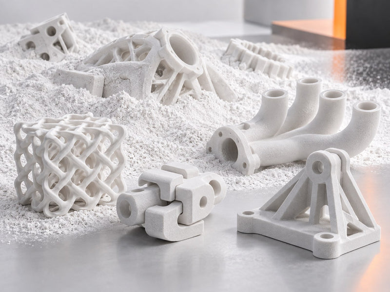 Complex Nylon PA12 parts produced with SLS printing